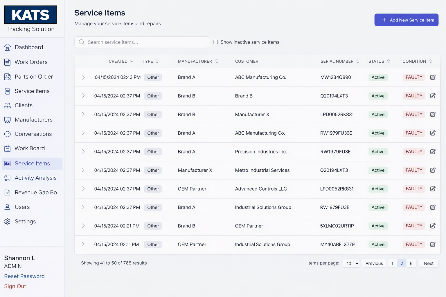 KATS Work Order Dashboard
